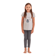 Load image into Gallery viewer, Girls summer pajama set Seal t-shirt + Dark grey leggings