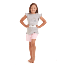 Load image into Gallery viewer, Girls summer pajama set Unicorn t-shirt + Pink shorts