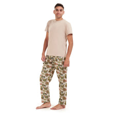 Load image into Gallery viewer, Men summer pajama set Beige t-shirt +Havane leaves Pants