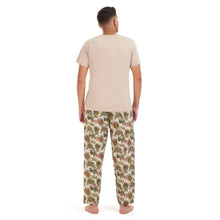 Load image into Gallery viewer, Men summer pajama set Beige t-shirt +Havane leaves Pants