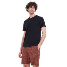 Load image into Gallery viewer, Men summer pajama set Black T-shirt + Havan tribal short