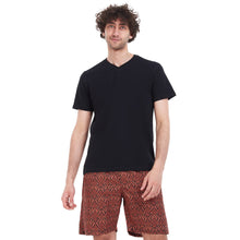 Load image into Gallery viewer, Men summer pajama set Black T-shirt + Havan tribal short