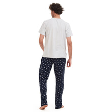 Load image into Gallery viewer, Men summer pajama set Light Grey T-shirt + Black Leaves pants