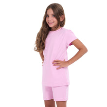Load image into Gallery viewer, Girls summer pajama set Rose t-shirt +shorts