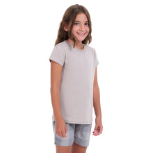 Load image into Gallery viewer, Girls summer pajama set Grey t-shirt + Grey Checkered shorts