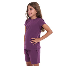 Load image into Gallery viewer, Girls summer pajama set Purple t-shirt +shorts