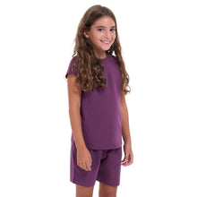 Load image into Gallery viewer, Girls summer pajama set Purple t-shirt +shorts