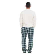 Load image into Gallery viewer, Men Winter Pajama Set Off White sweatshirt + Dark Green x Off White checkered Pants