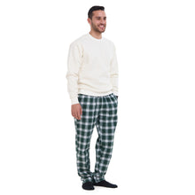 Load image into Gallery viewer, Men Winter Pajama Set Off White sweatshirt + Dark Green x Off White checkered Pants