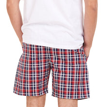 Load image into Gallery viewer, Men summer Dark Blue x Red Checkered shorts