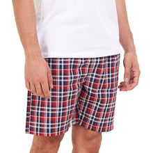 Load image into Gallery viewer, Men summer Dark Blue x Red Checkered shorts