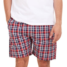 Load image into Gallery viewer, Men summer Dark Blue x Red Checkered shorts