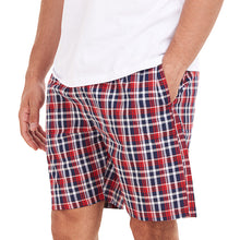 Load image into Gallery viewer, Men summer Dark Blue x Red Checkered shorts