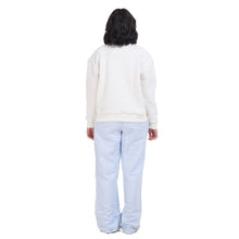 Load image into Gallery viewer, Women Winter Pajama Set Off White Sweatshirt + Baby Blue Stripes Pants