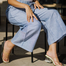 Load image into Gallery viewer, Women summer wide leg pants Petroleum stripes