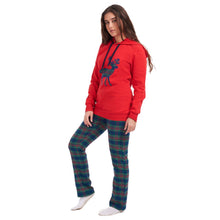 Load image into Gallery viewer, Women Winter Pajama Set Deer Sweatshirt + Maroon Checkered Pants
