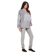 Load image into Gallery viewer, Women Winter Pajama Set Light Grey Sweatshirt + Pants