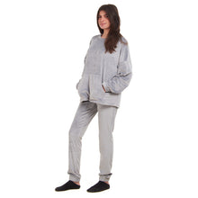Load image into Gallery viewer, Women Winter Pajama Set Light Grey Sweatshirt + Pants