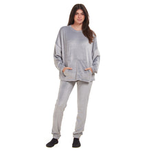 Load image into Gallery viewer, Women Winter Pajama Set Light Grey Sweatshirt + Pants