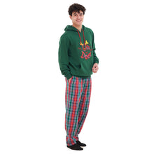 Load image into Gallery viewer, Men Winter Pajama Set Oh Deer Hoodie + Red x Green Checkered Pants