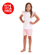 Load image into Gallery viewer, Girls summer pajama set Pink fairy t-shirt + Pink shorts
