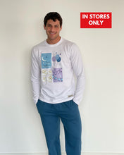 Load image into Gallery viewer, Men summer Eid pajama set White T-shirt + Petroleum Pants
