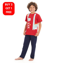 Load image into Gallery viewer, Boys summer pajama set Giant Cool Dino t-shirt +Navy Pants
