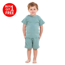 Load image into Gallery viewer, Boys summer pajama set Stone Blue t-shirt + shorts
