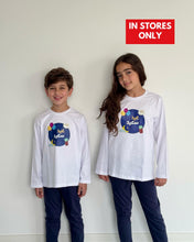Load image into Gallery viewer, Kids Unisex Summer Eid pajama set White t-shirt + Dark blue Pants
