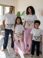 Load image into Gallery viewer, Boys Eid pj set White t-shirt + Dark Blue Pants
