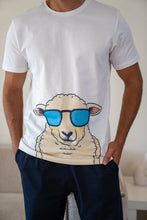 Load image into Gallery viewer, Men Eid Pj Set White T-shirt + Dark Blue Pants
