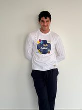 Load image into Gallery viewer, Men summer Eid pajama set White T-shirt + Dark Blue Pants
