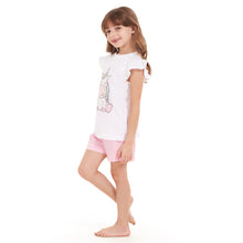 Load image into Gallery viewer, Girls summer pajama set Unicorn t-shirt + Pink shorts
