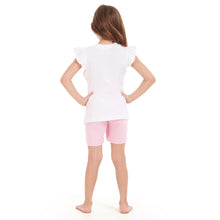 Load image into Gallery viewer, Girls summer pajama set Unicorn t-shirt + Pink shorts
