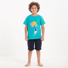 Load image into Gallery viewer, Boys summer pajama set Astronaut t-shirt +Dark blue shorts
