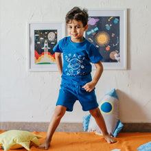 Load image into Gallery viewer, Boys summer pajama set Space t-shirt + Blue shorts
