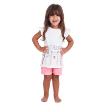 Load image into Gallery viewer, Girls summer pajama set Best friend t-shirt + Pink dotted shorts
