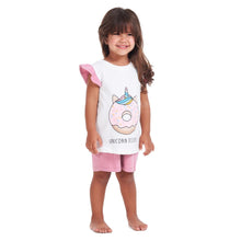 Load image into Gallery viewer, Girls summer pajama set Donuts t-shirt + Cashmere shorts
