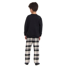 Load image into Gallery viewer, Kids Unisex Winter pajama set Black Hoodie + Black x White Checkered Pants

