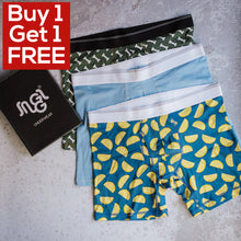 Load image into Gallery viewer, 3 pack men boxer Bones+Lemon+light blue shorts lycra
