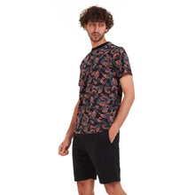 Load image into Gallery viewer, Men summer pajama set Cashmere leaves t-shirt +Black shorts
