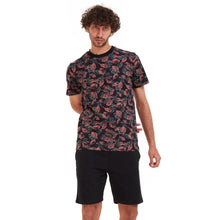 Load image into Gallery viewer, Men summer pajama set Cashmere leaves t-shirt +Black shorts
