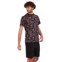 Load image into Gallery viewer, Men summer pajama set Cashmere leaves t-shirt +Black shorts
