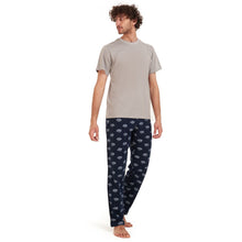 Load image into Gallery viewer, Men summer pajama set Light grey t-shirt +Dark blue clouds Pants
