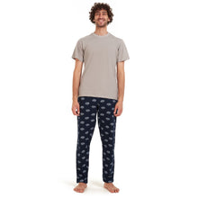 Load image into Gallery viewer, Men summer pajama set Light grey t-shirt +Dark blue clouds Pants
