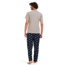 Load image into Gallery viewer, Men summer pajama set Light grey t-shirt +Dark blue clouds Pants
