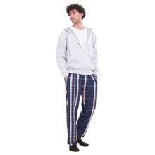 Load image into Gallery viewer, Men Winter Pajama 3 PCS Set Light Grey Sweatshirt +Off-white top+ White x Dark Blue Checkered Pants
