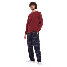 Load image into Gallery viewer, Men Winter Pajama Set Dark Red Shirt + Dark Red Checkered Pants
