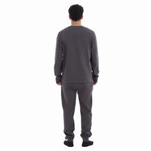 Load image into Gallery viewer, Men Fall Pajama Set Dark Grey Buttoned Sweatshirt + Pants
