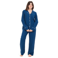 Load image into Gallery viewer, Women summer pajama set Petroleum buttoned Shirt+ Pants
